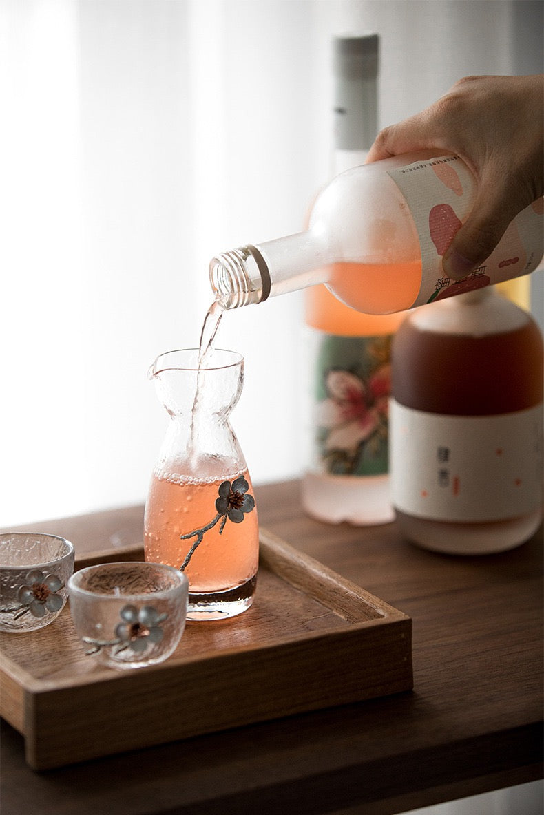 Plum Blossom Glass Sake Set