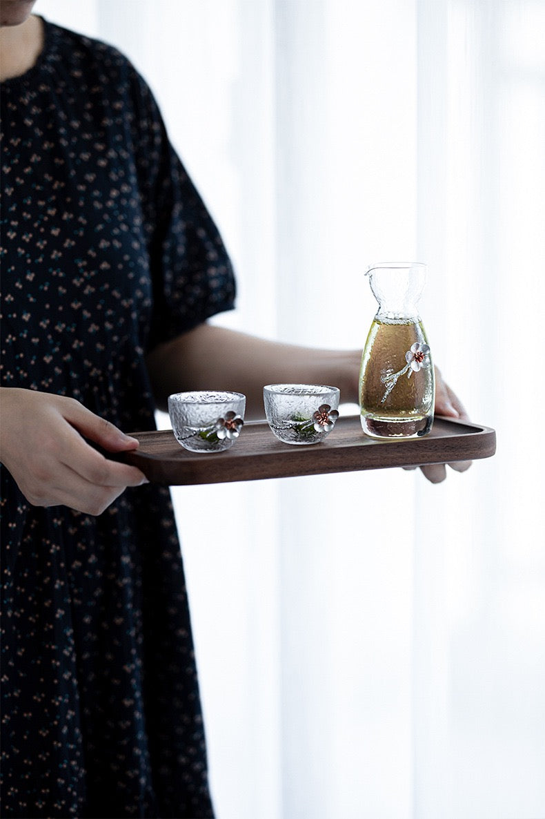 Plum Blossom Glass Sake Set