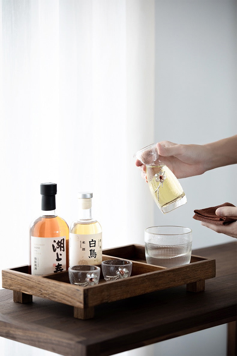 Plum Blossom Glass Sake Set