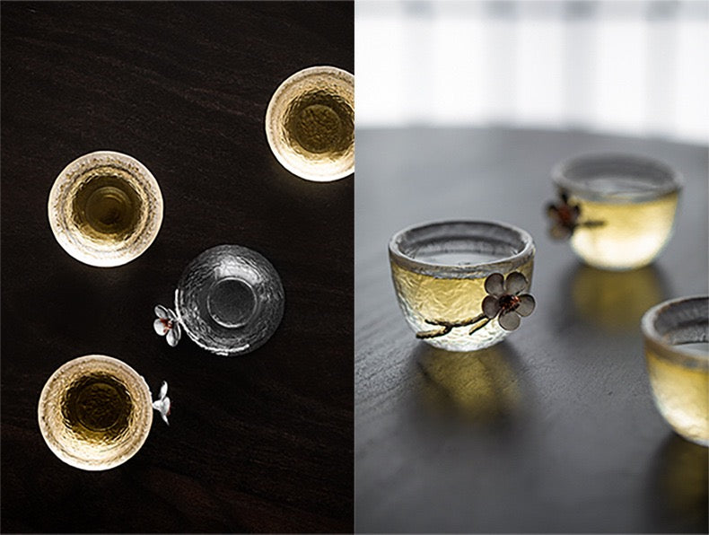 Plum Blossom Glass Sake Set