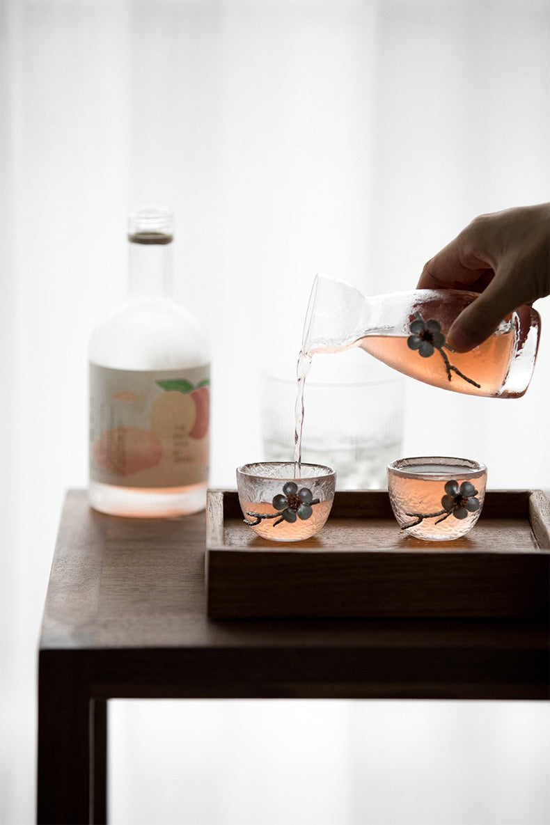 Plum Blossom Glass Sake Set
