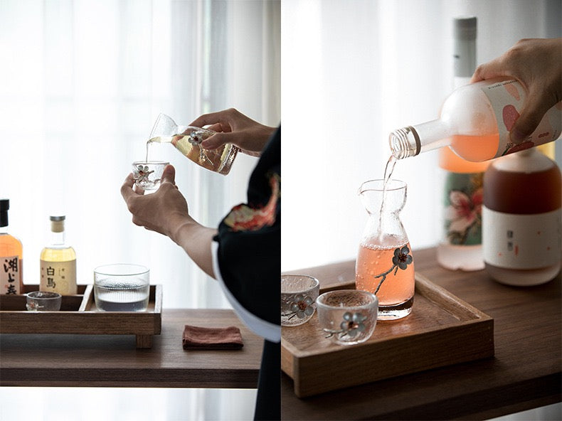 Plum Blossom Glass Sake Set