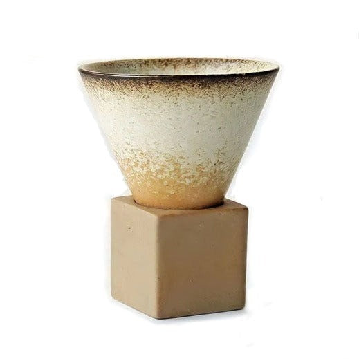 Reverse Cone Ceramic Coffee Cup [Layered Brown] Sake Oni
