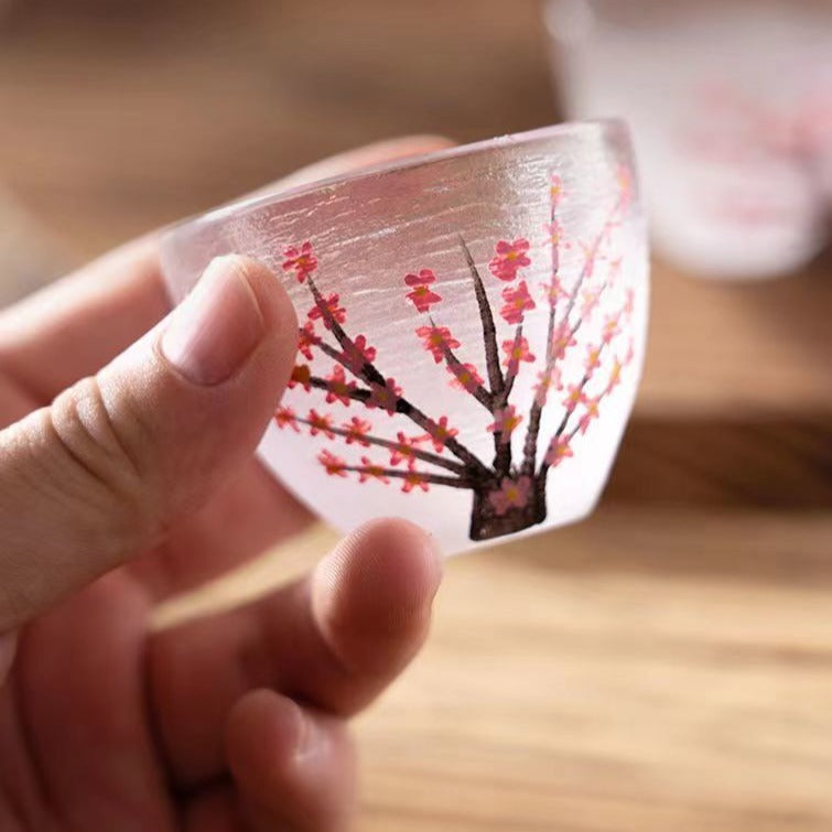 Cherry Blossom Glass Sake Set
