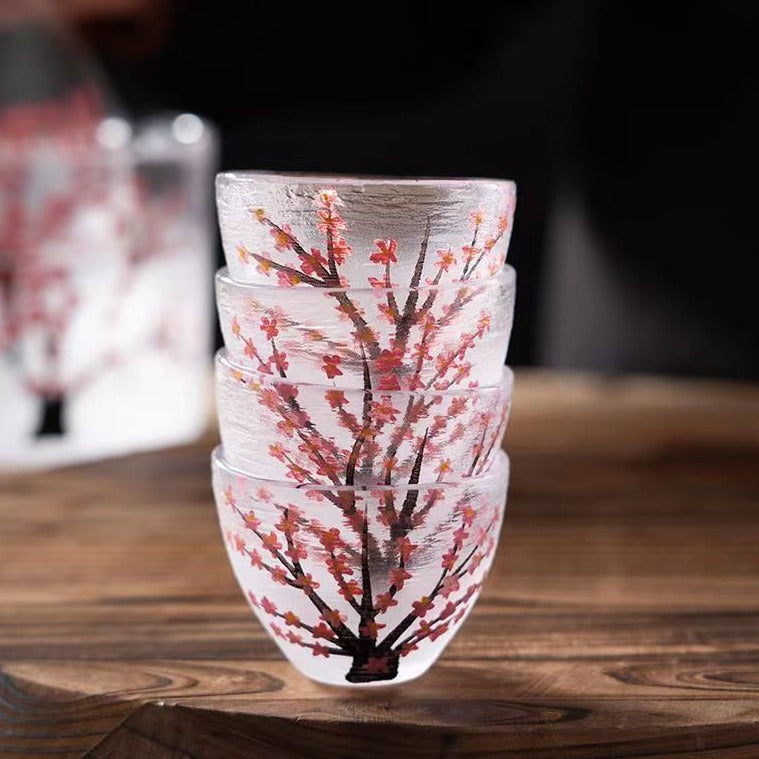 Cherry Blossom Glass Sake Set