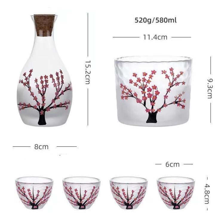 Cherry Blossom Glass Sake Set