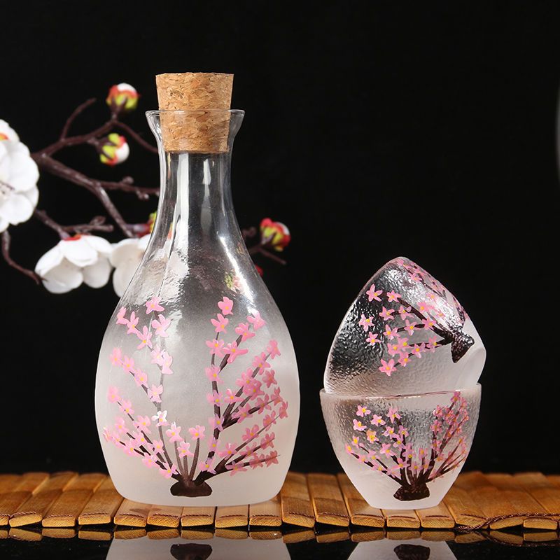 Cherry Blossom Glass Sake Set