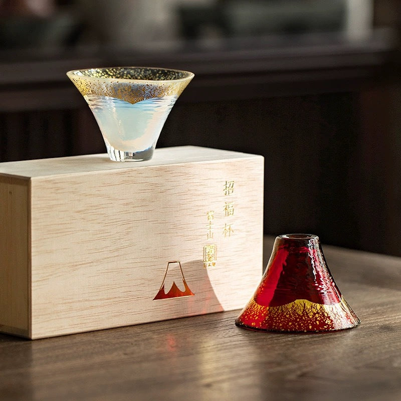 Mount Fuji Gold Leaf Glass Sake Cup 65ml