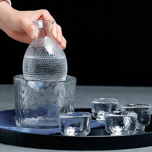 Hammered Crystal Glass Sake Set