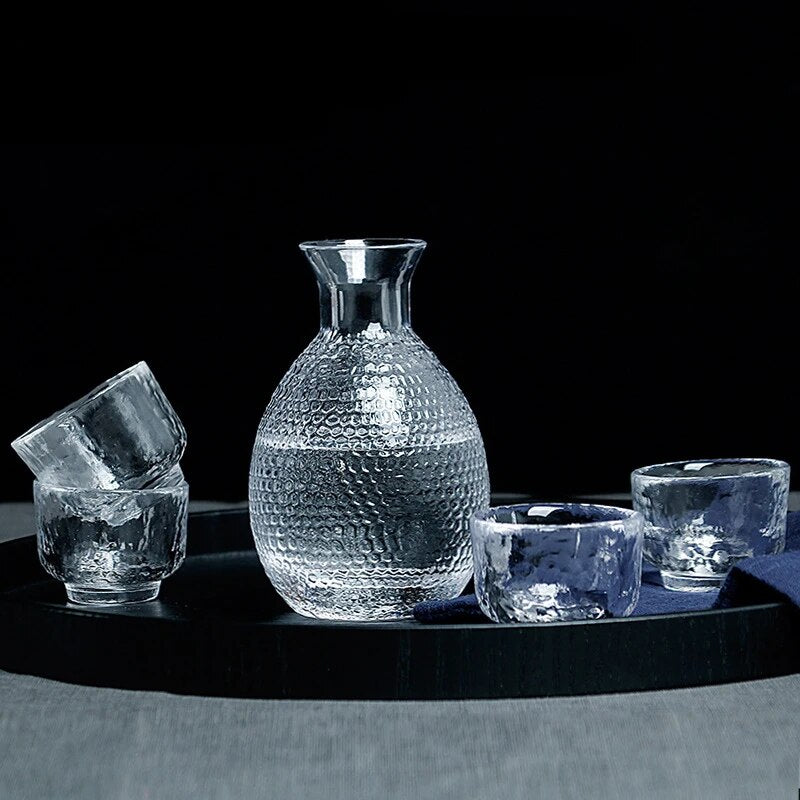 Hammered Crystal Glass Sake Set