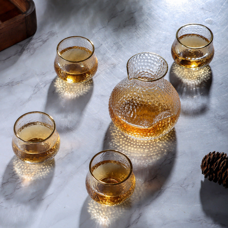 Golden Edge Glass Sake Set