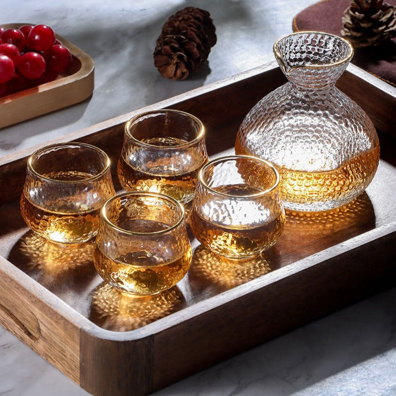 Golden Edge Glass Sake Set