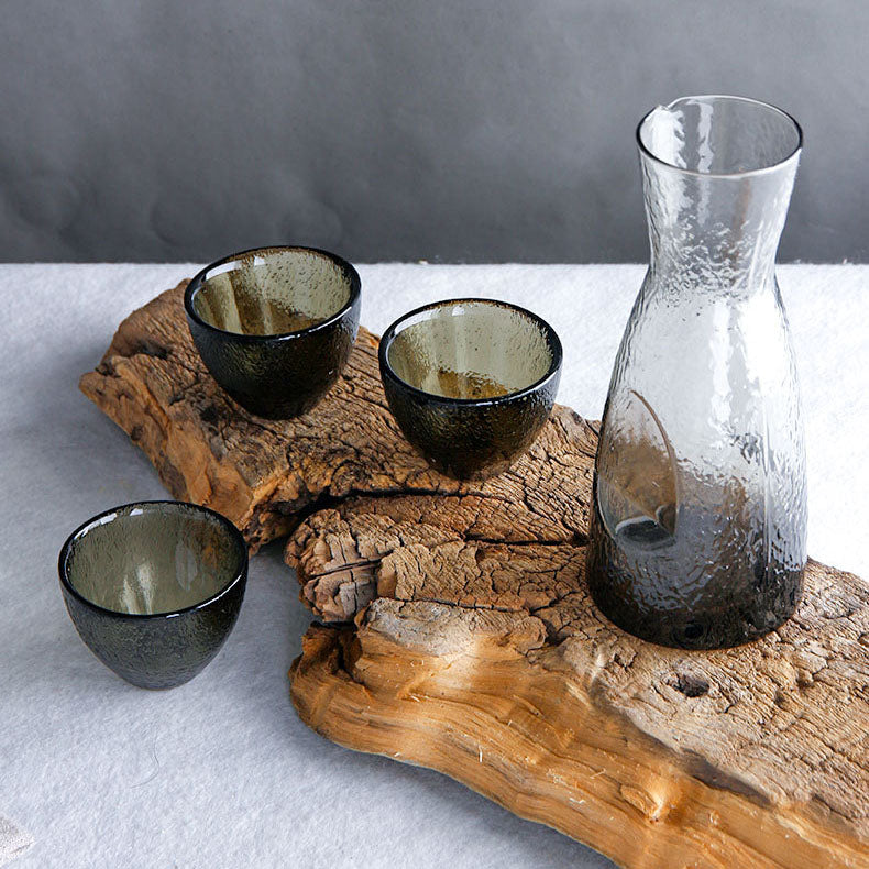Gray Crystal Glass Sake Set