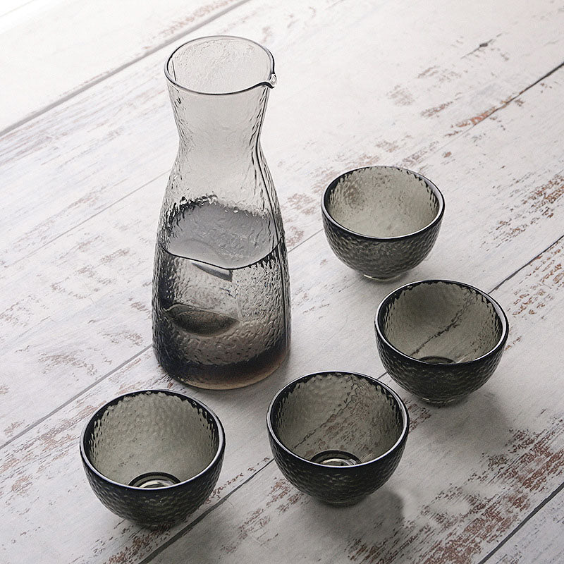 Gray Crystal Glass Sake Set