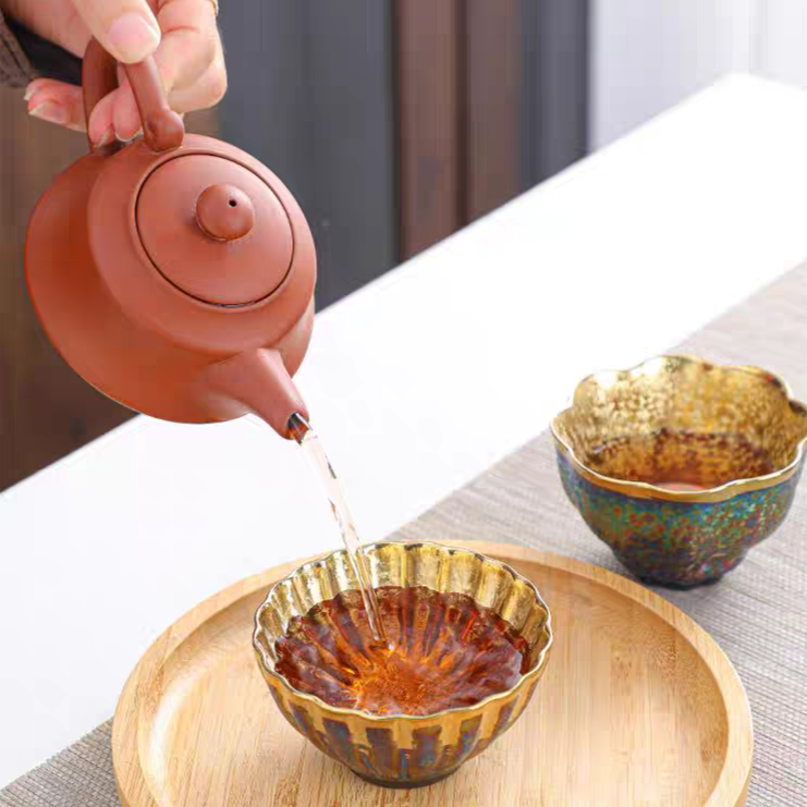 Kiln Change Rainbow Glaze Kung Fu Tea Cup 6 Piece Set