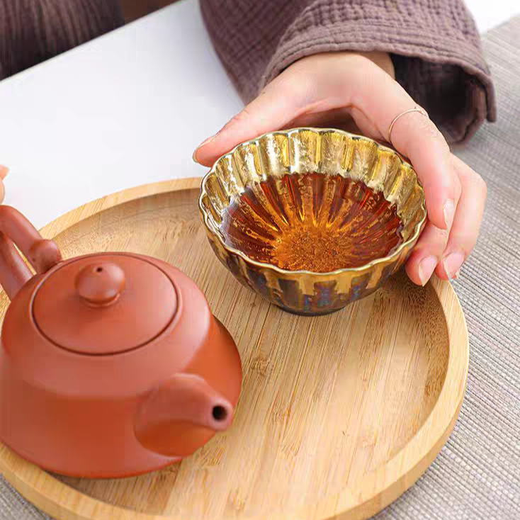 Kiln Change Rainbow Glaze Kung Fu Tea Cup 6 Piece Set