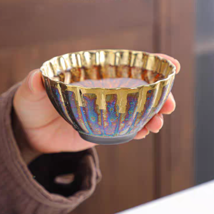 Kiln Change Rainbow Glaze Kung Fu Tea Cup 6 Piece Set
