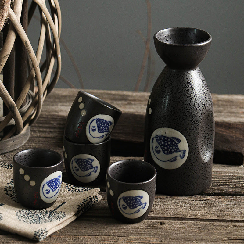 Sake Bottle and Cup Set [Fugu Pufferfish]