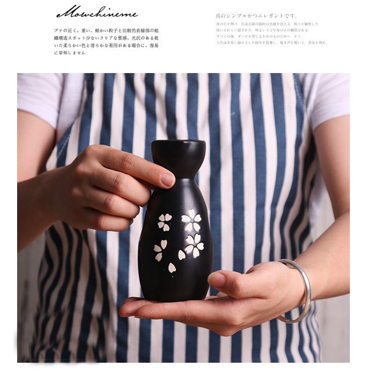 5 Piece Black Sakura Sake Set