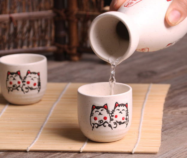 5 Piece Lucky Cat Sake Set