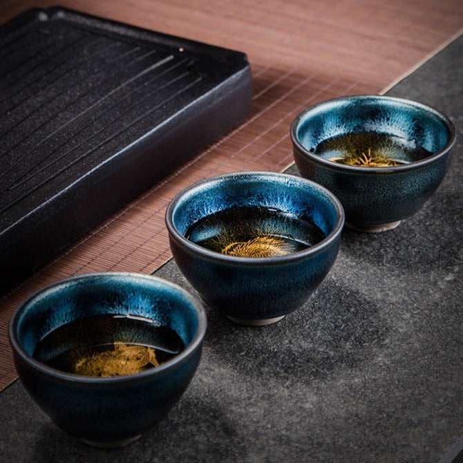 Blue Koi Fish Kiln Change Kung Fu Cup