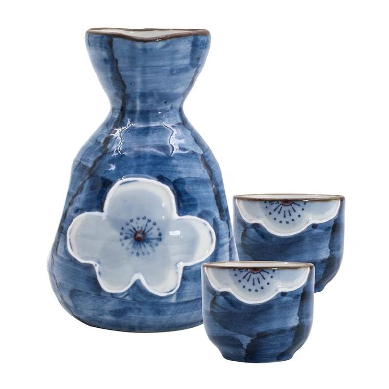 5 Piece Blue Sakura Sake Set