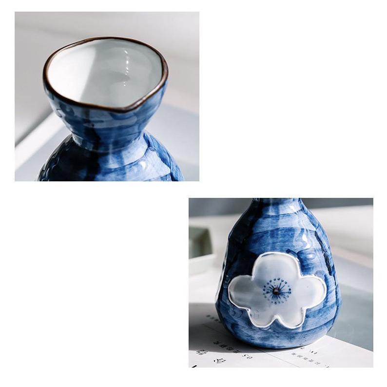 5 Piece Blue Sakura Sake Set