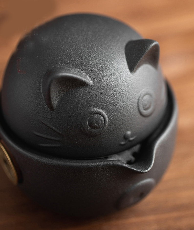 Ceramic Cat Travel Tea Set