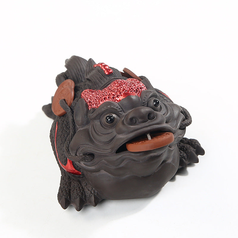 Three-legged Toad Clay Figurine Tea Pet