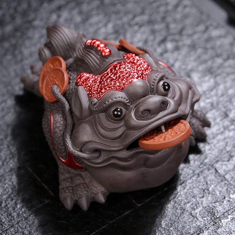 Three-legged Toad Clay Figurine Tea Pet