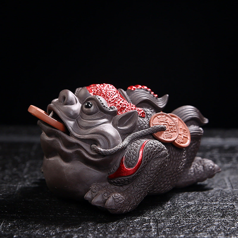 Three-legged Toad Clay Figurine Tea Pet
