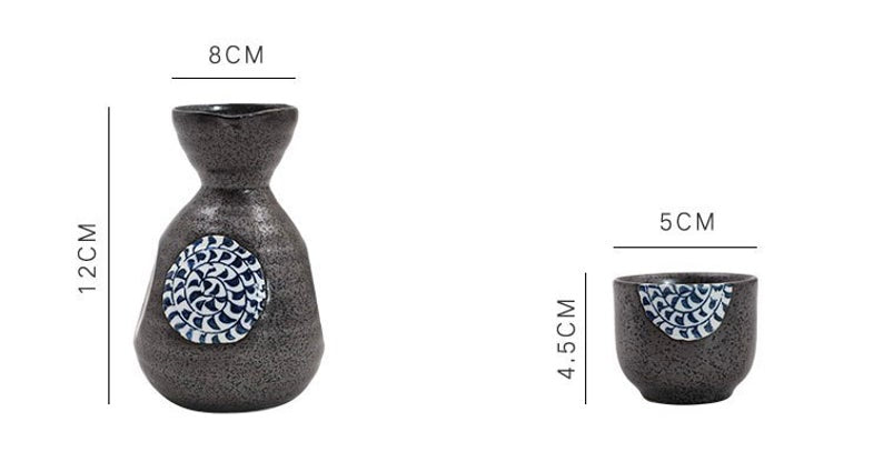 5 Piece Scroll Grass Sake Set