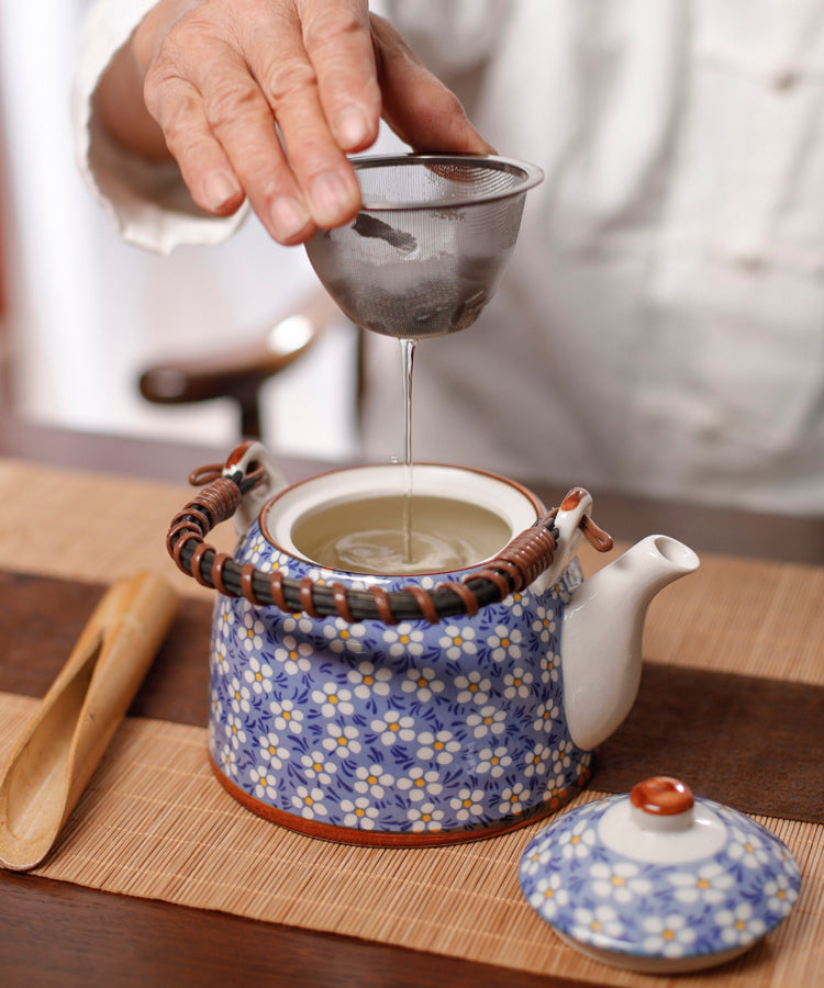 Top Handle Japanese Floral Porcelain Teapot