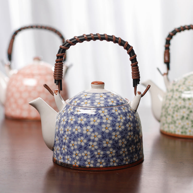 Top Handle Japanese Floral Porcelain Teapot
