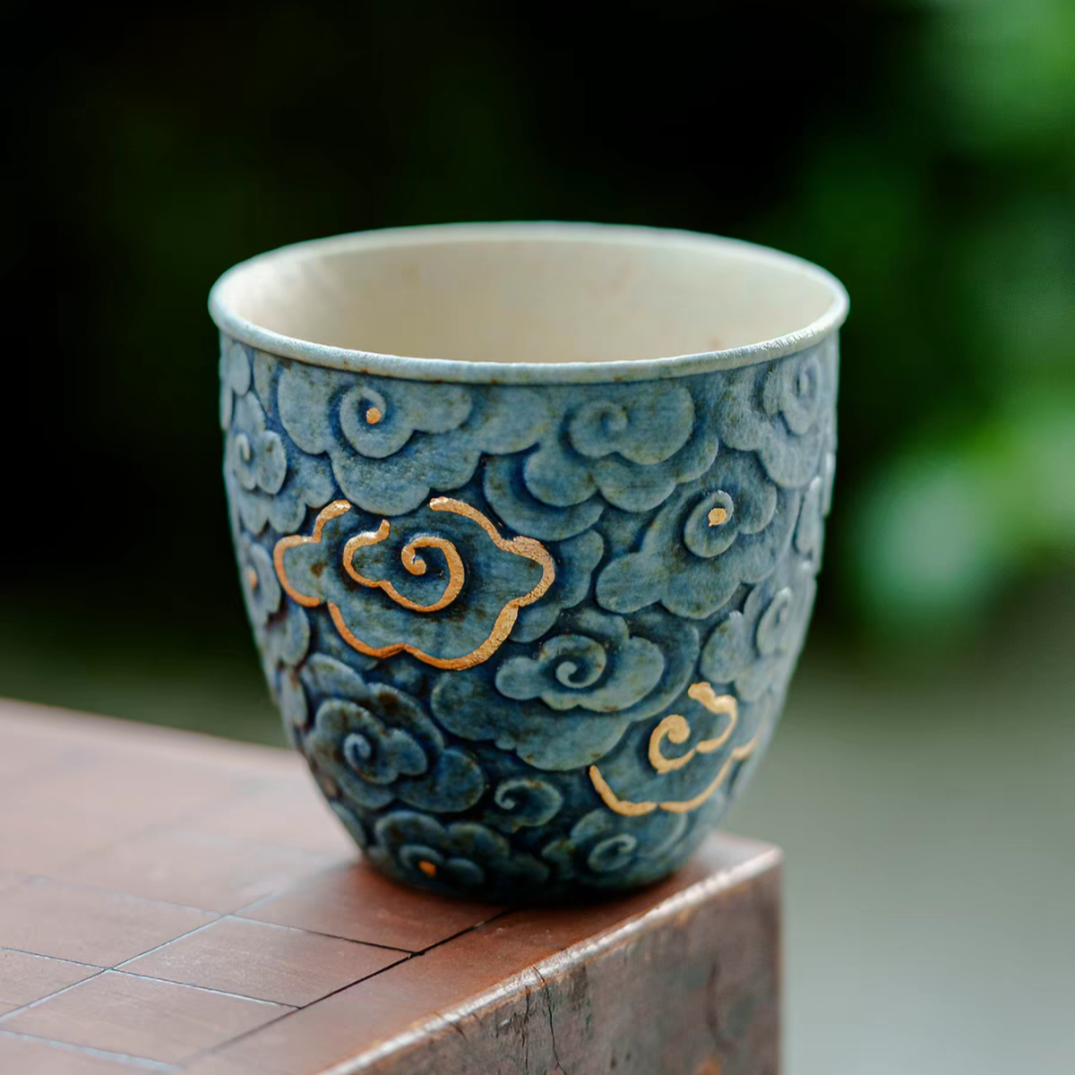 Blue Nimbus Seigaiha Ceramic Tea Cup