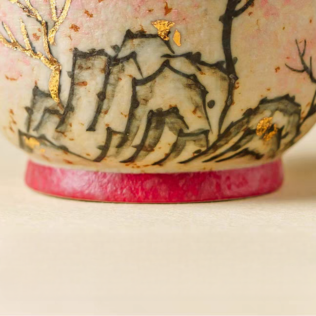 Cherry Blossom Landscape Ceramic Tea Cup