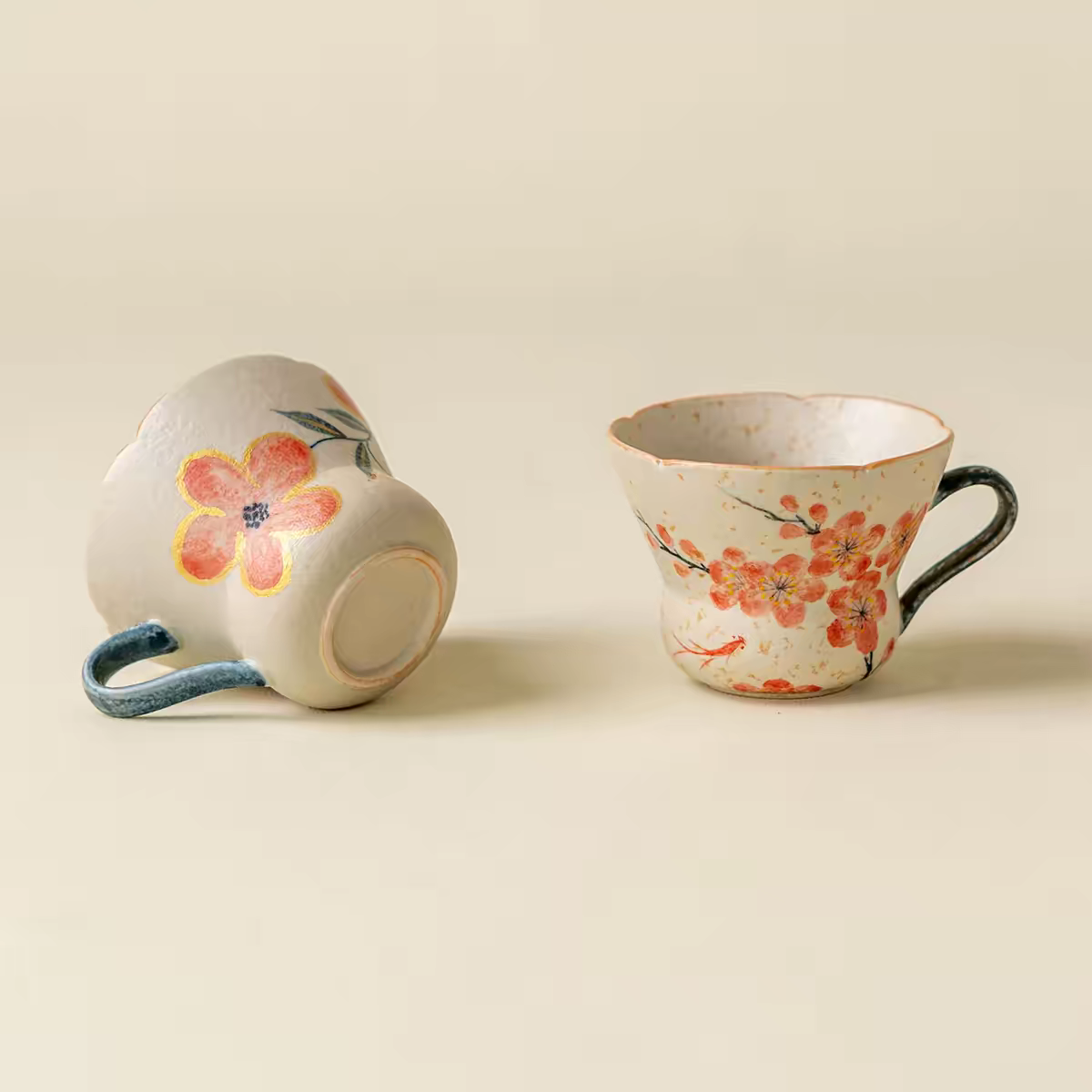 Hand-painted Plum Blossom 2-Piece Teacup Set