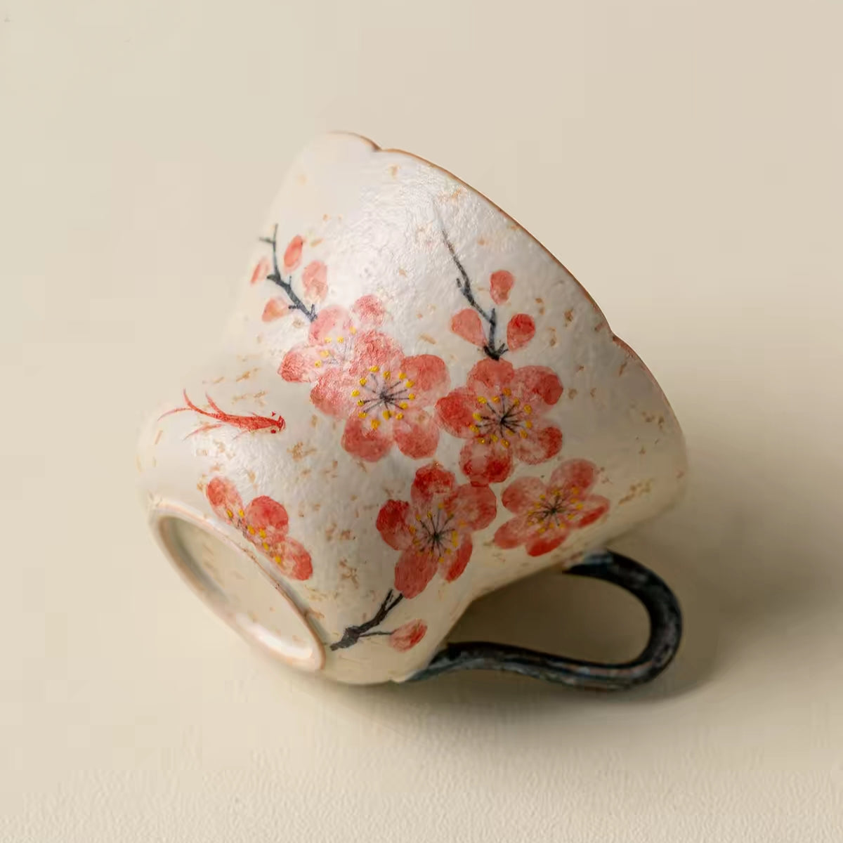Hand-painted Plum Blossom 2-Piece Teacup Set