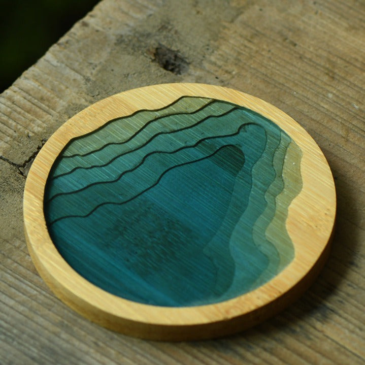 Resin Mountain Bamboo Coasters