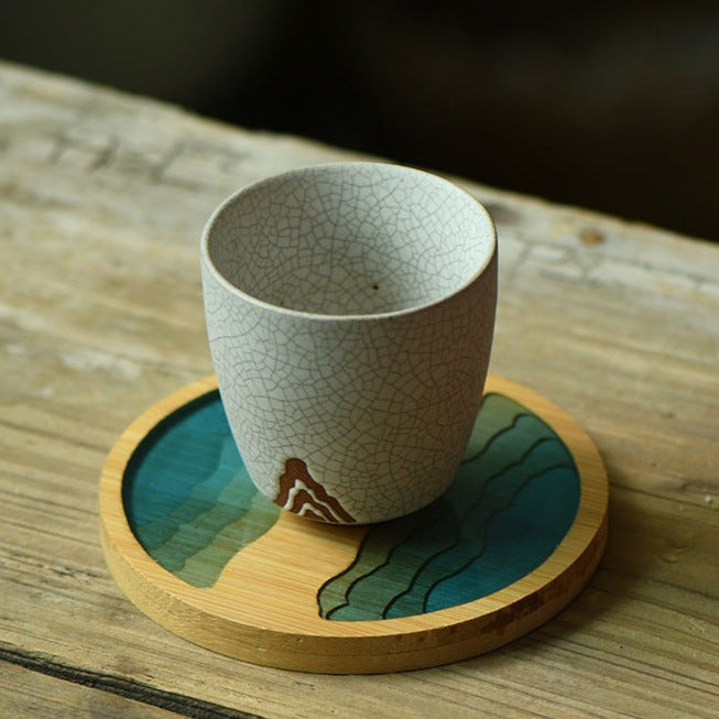 Resin Terraced Landscape Bamboo Coasters Set of 6