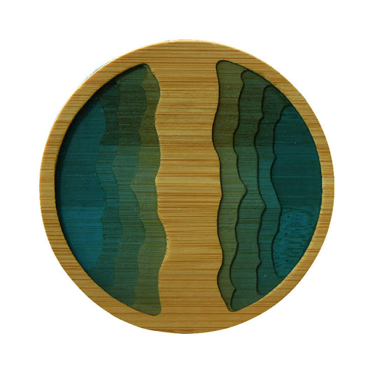 Resin Terraced Landscape Bamboo Coasters Set of 6