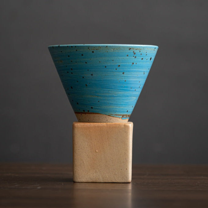 Reverse Cone Ceramic Coffee Cup [Sky Blue]
