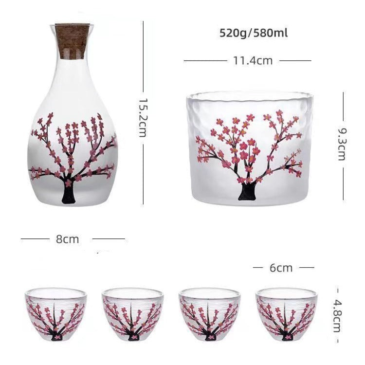 Cherry Blossom Glass Sake Set, Japanese Wine & Whisky