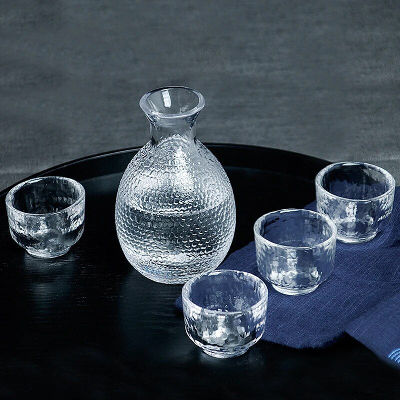 Hammered Crystal Glass Sake Set