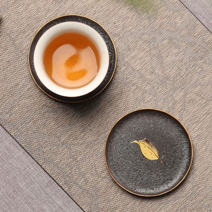 Golden Leaf Ceramic Saucer