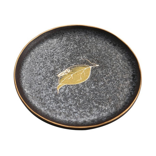 Golden Leaf Ceramic Saucer