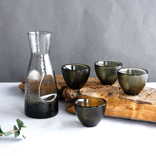 Gray Crystal Glass Sake Set