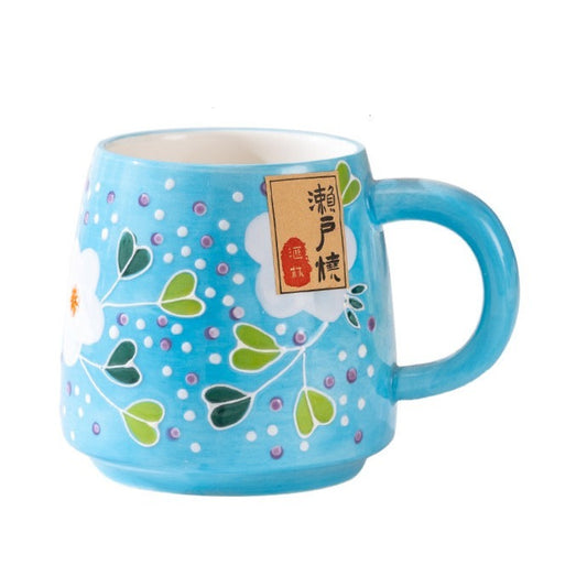 Traditional Japanese Underglaze Coffee Mug [Light Blue]
