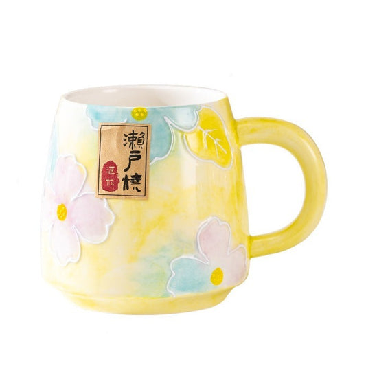 Traditional Japanese Underglaze Coffee Mug [Light Yellow]