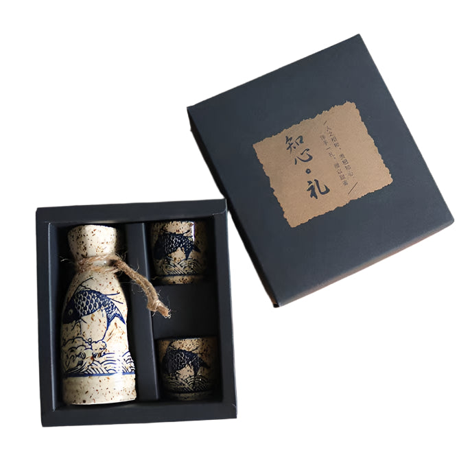 Sake Bottle and Cup Set [Mini Koi] – Sake Oni
